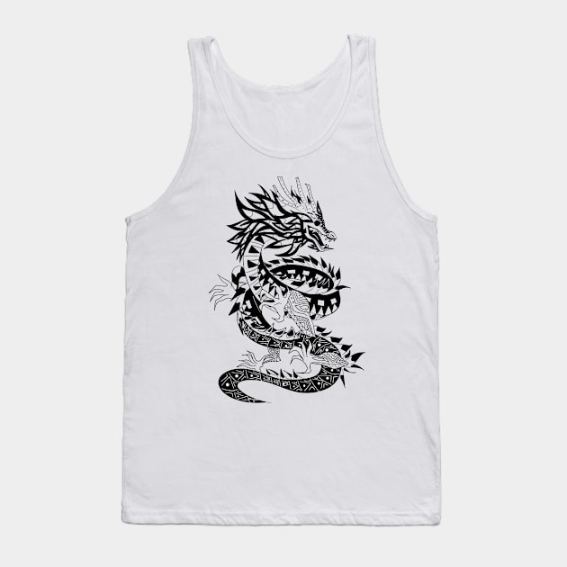 black dragon in ecopop mandala zentangle totonac arts wallpaper Tank Top by jorge_lebeau